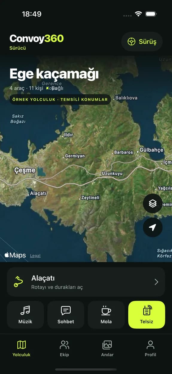 Vehicle-based live map and trip tools